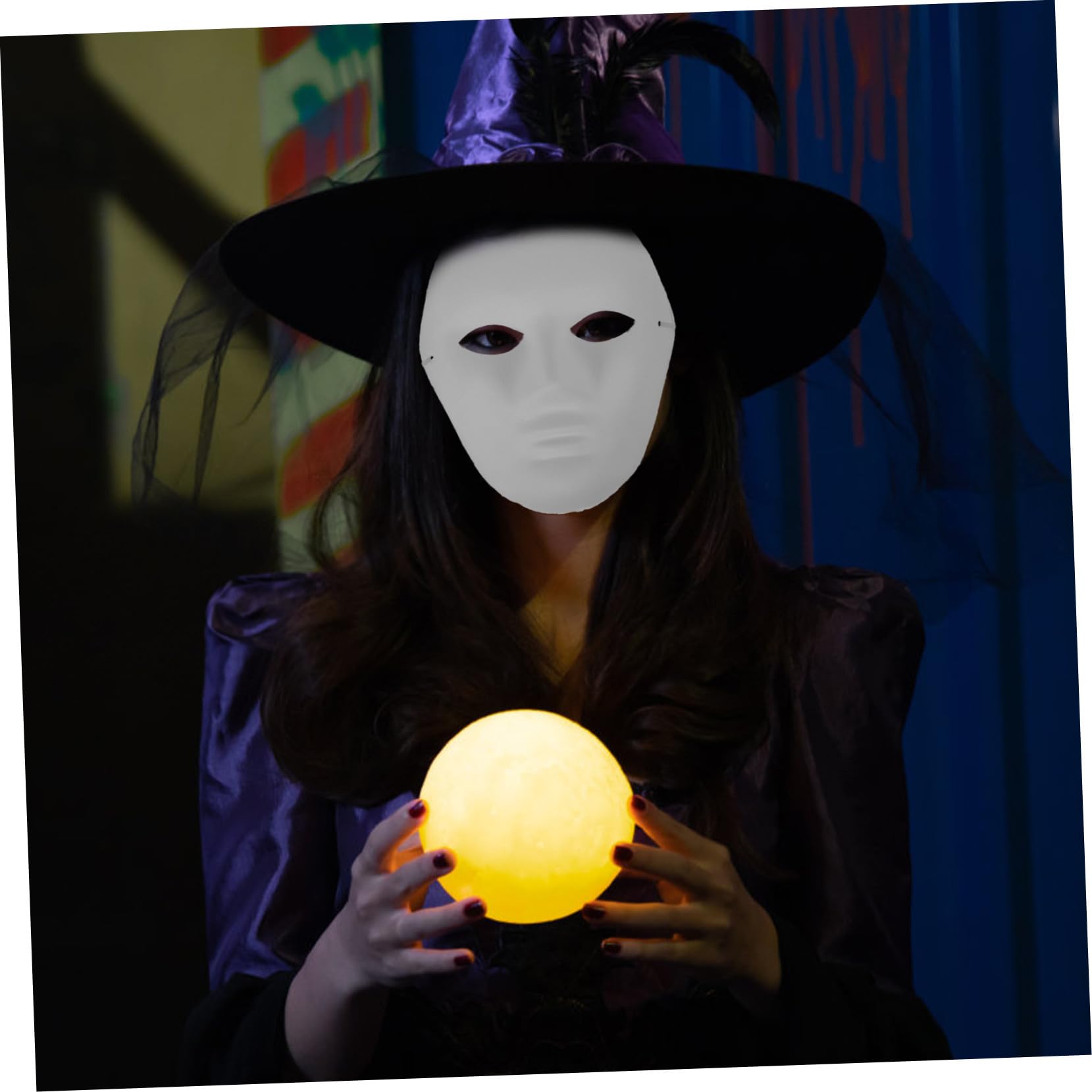 12 Maschere Halloween da Uomo Maschere Bianche in Pulp Vuote per DIY Pittura per Feste in Maschera Carnevale e Balli Hip Hop
