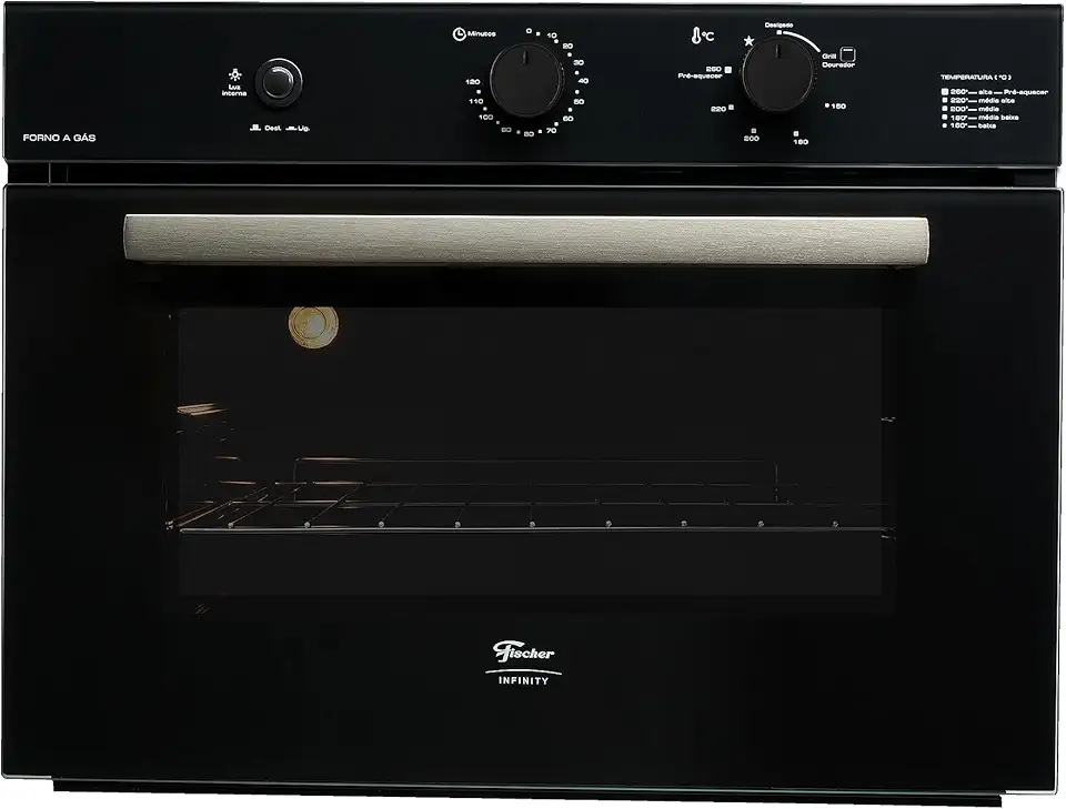 FORNO A GÁS DE EMBUTIR FISCHER INFINITY PRETO 50L 127V COM GRILL
