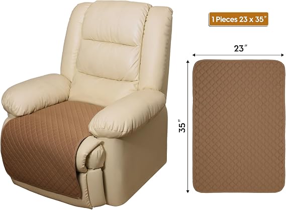 Waterproof Recliner Chair Covers - Non-Slip Sofa Cover for Reclining Couch Slipcovers Seat Cushion Machine Washable Couch Cover for Dogs Pets Furniture Protector Brown 23x35 1 Pc