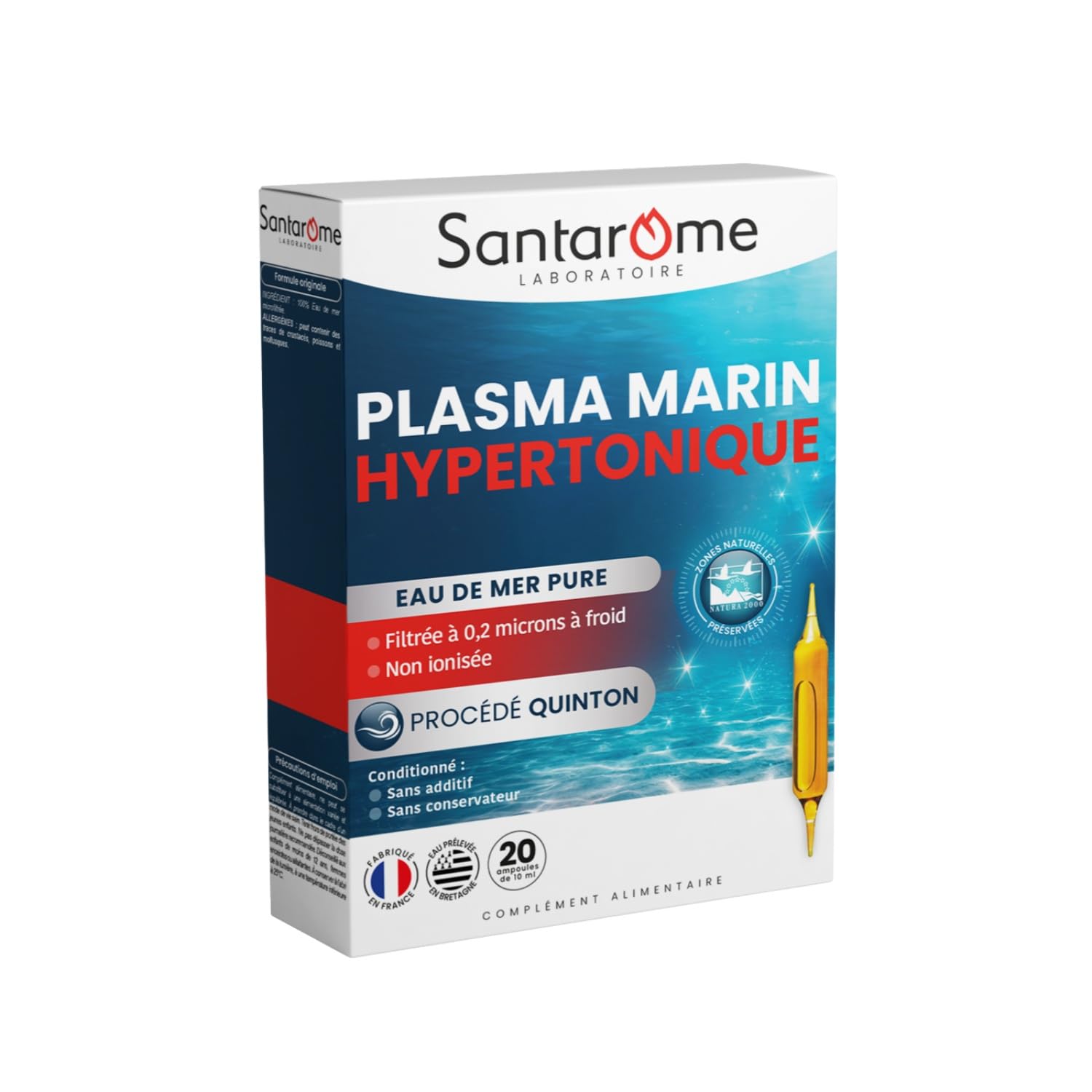 Santarome Bio Plasma Marin Hypertonique – Procédé QUINTON, 20 Ampoules