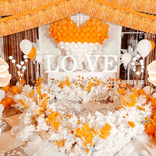 Image of 6 Pack 10 Feet Foil Fringe Garland Metallic Tinsel Streamers Banner Wall Hanging Curtain Backdrop Banner for Parade Floats, Valentine's Day, Wedding, Birthday, Mardi Gras Party Decorations(Orange)