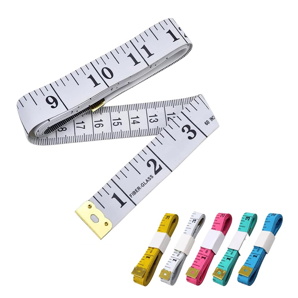 Cinta métrica de doble cara, 5 unidades, cinta métrica de cintura, cinta de coser de tela, cinta métrica flexible para cinta métrica corporal, 150 cm, 5 colores