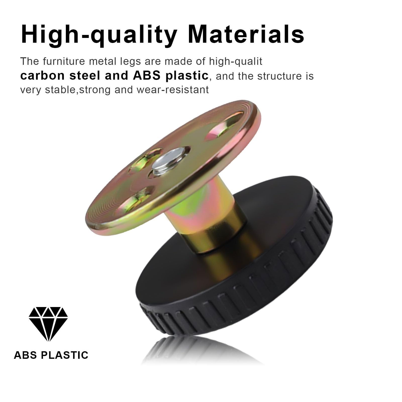 Lot De 4 Pieds De Meuble Réglables HERKINDNESS - Hauteur 27 à 64 Mm - Fixation Vis Ou Adhésive - Pour Canapés, Tables, Buffets