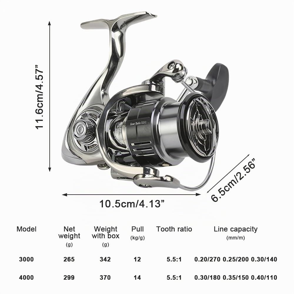 Moulinet de Pêche en Mer, Fishing Reel à Tambour Fixe, Moulinet Lisse Ultra Puissant 12/14KG en Aluminium avec Son d'alarme de 50 DB pour Pêche en Eau Salée et Eau Douce
