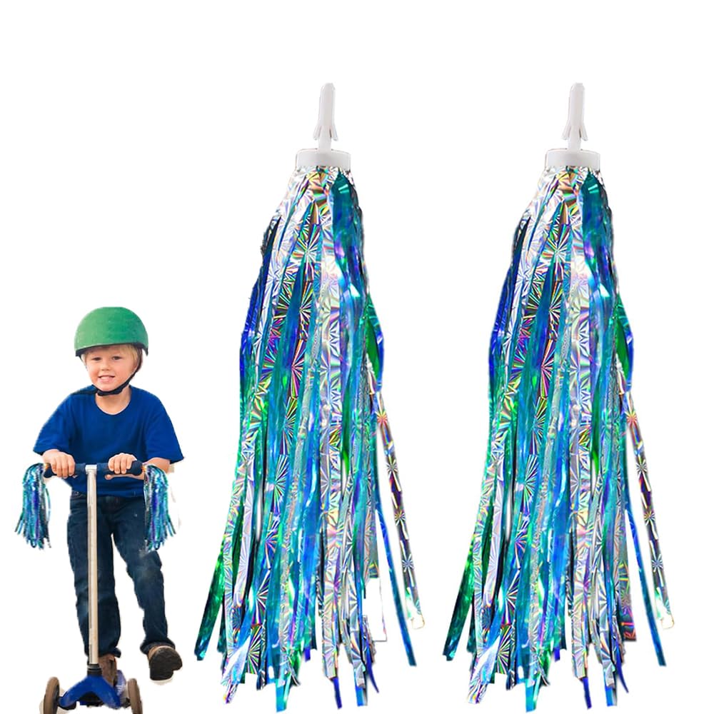 Rubans Brillants Pour Vélo Enfant - 3 Paires - 23 Cm - Pompons - Rose, Bleu, Rouge - Sécurité Et Décoration