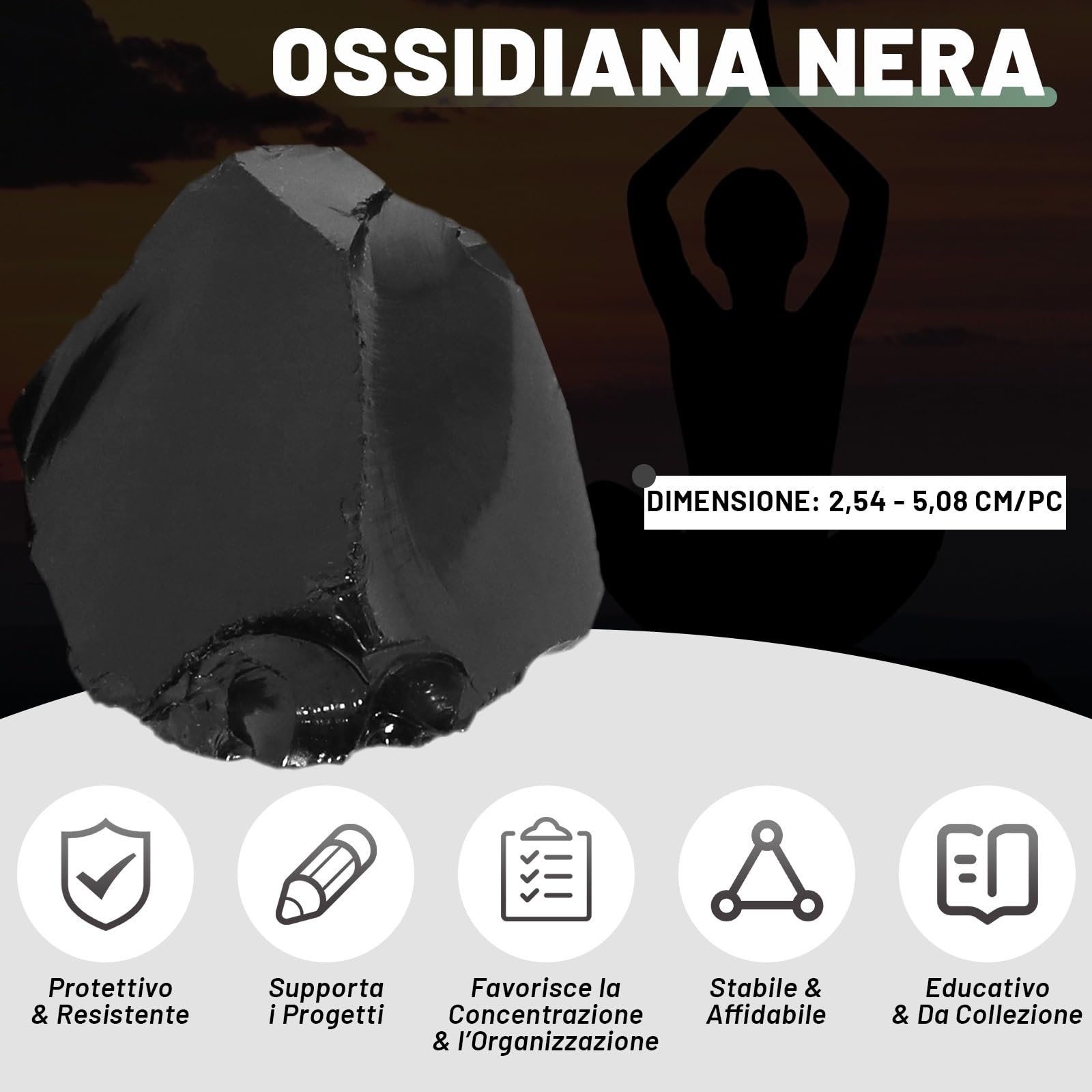 500g Ossidiana Grezza Sfusa - Pietre Grezze di Ossidiana per Tumbling, Rocce per Fontane, Decorazione, Lucidatura, Reiki con Cristalli