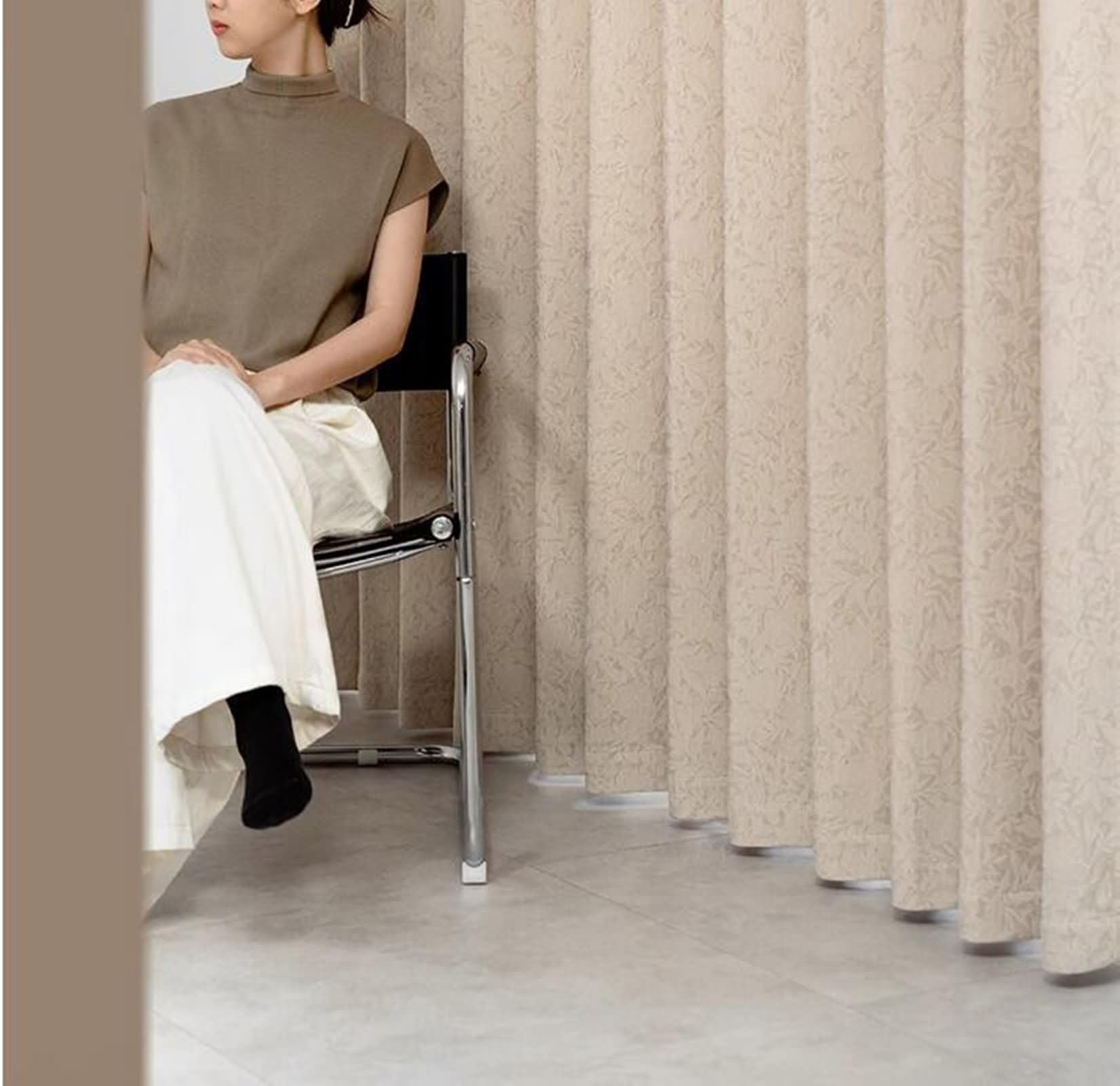Tenda Coprente Oscurante per Finestra, 86x214cm Modello jacquard Tenda oscurante per l'oscuramento della stanza, Pleat Hook, Beige