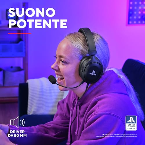 GXT 498 Forta Cuffie Ecosostenibile PS5 e PS4 con Licenza Ufficiale PlayStation 5, Over-Ear, Cavo da 1,2 m, Microfono Staccabile, Jack Audio 3.5 mm, Cuffie Gaming Cablate - Nero - Cuffia gaming - Immagine 2