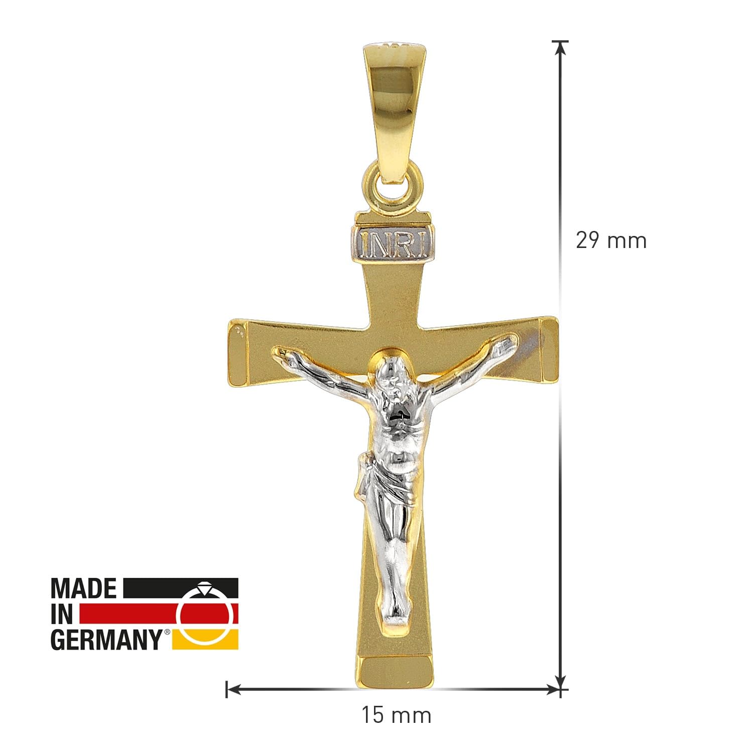 trendor Kruzifix-Anhänger für Herren 585 Gold Bicolor 29 mm 78803