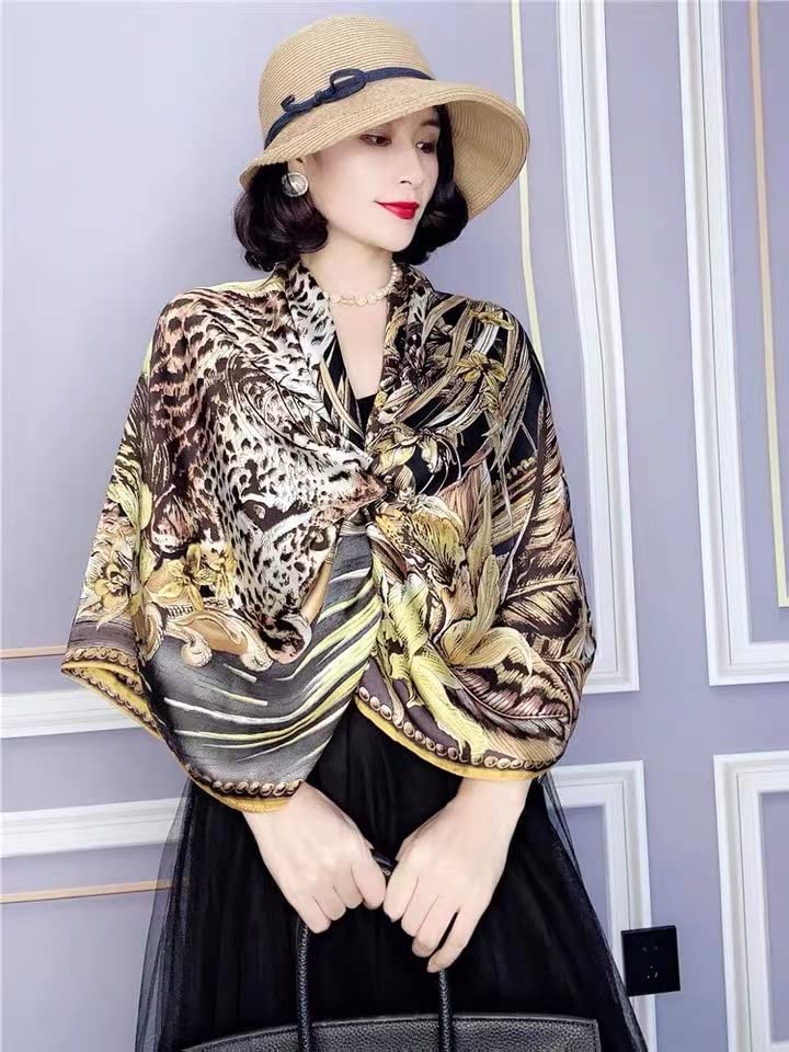 Apexmode Silk Like Scarf Women Scarf 51" x 51" Fashion Pattern Large Square Satin Shawl Pashmina Travel Wrap3