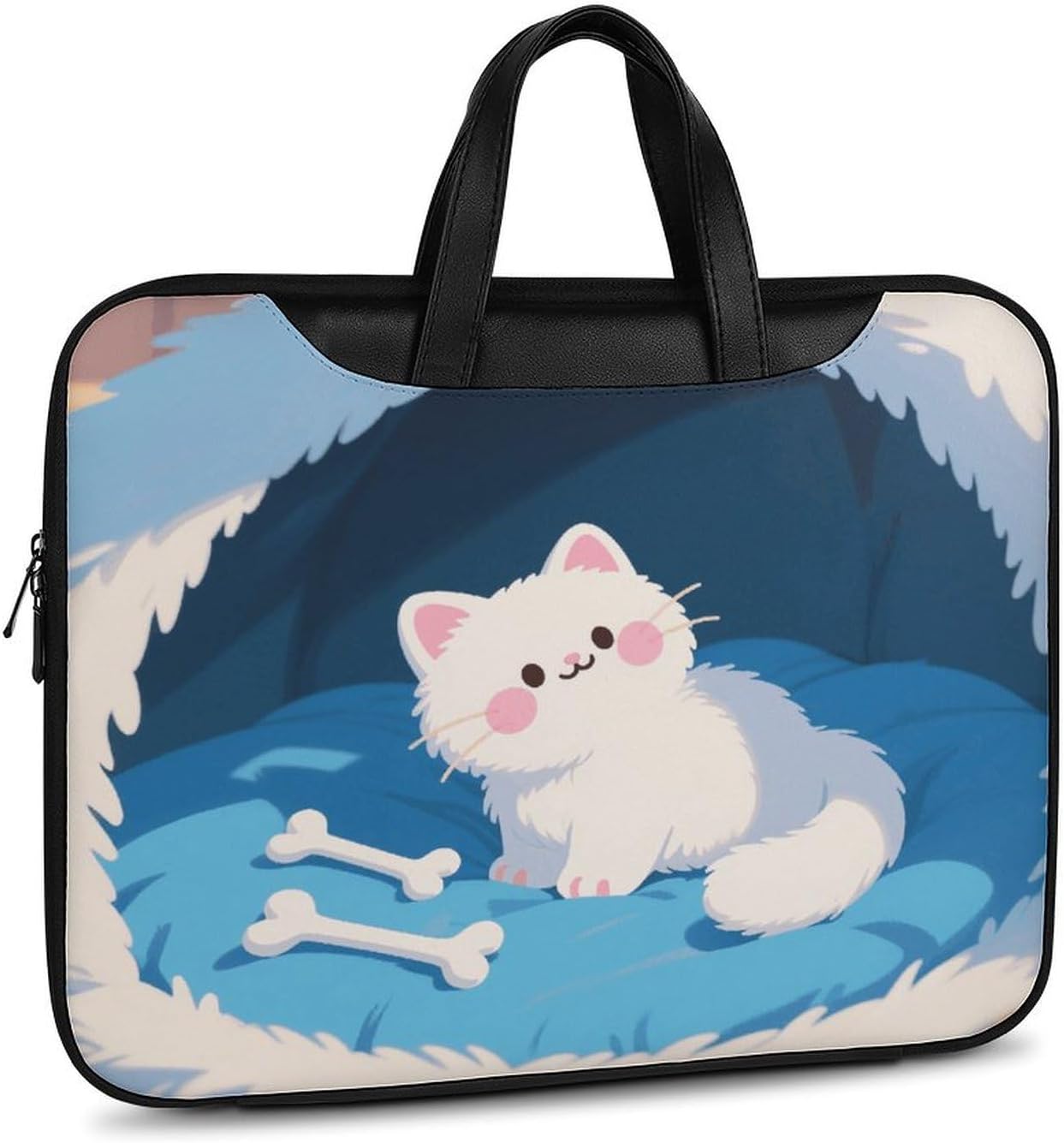 Cute Cat Claw And Fish Bones Laptop Case Sleeve Leather Computer Briefcase & Shoulder Bag Waterproof Laptop Bags