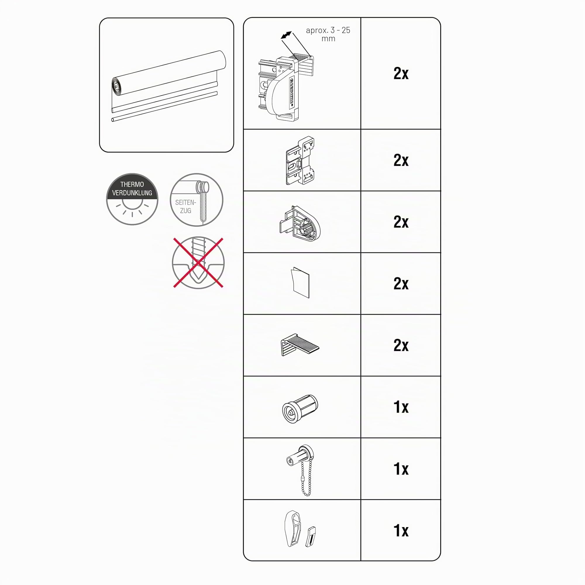GARDINIA Estor enrollable con respaldo térmico para sujetar o pegar, Máxima reflexión de la luz, Ahorro de energía, Opaco, Todas las piezas de montaje incluidas, EASYFIX Persiana enrollable térmica, Pizarra, 90 x 210 cm (An x Al)
