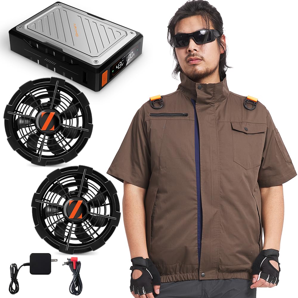 Amazon.co.jp: [Xinpeke] 空調作業服 半袖 【超爆風 43V業界最強電圧