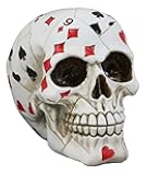 Ebros Gift Gambling Poker Cards Casino Royale Skull Figurine Halloween Sugar Skulls Ossuary Macabre Collectible Sculpture Skeleton Head Cranium Skulls Decor Desktop Table Or Shelf Decorative