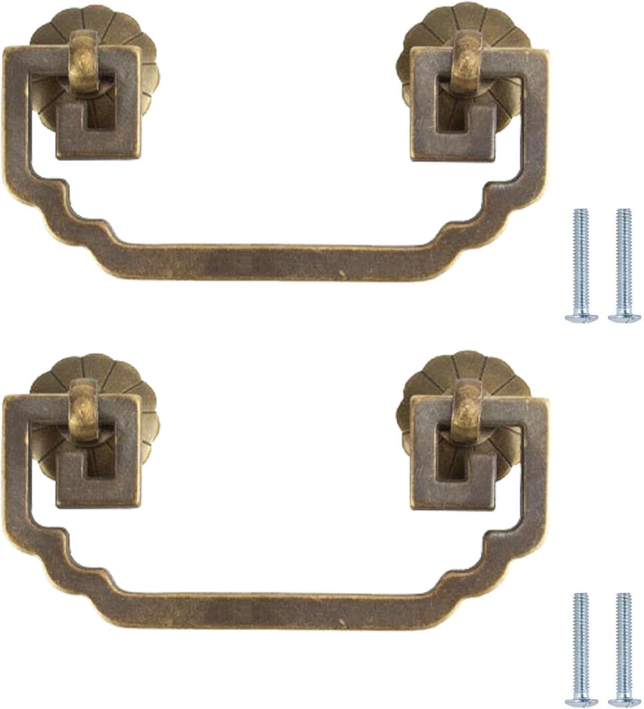 Tnbccxn 9.5Cm Bronze Cabinet Handles, Cabinet Handles,2Pack Chinese Style Antique Handle(9.5Cm Bronze)