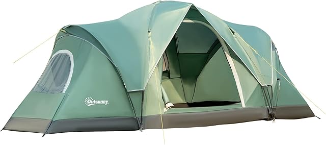 Outsunny 5-6 Man Dome Camping Tent Hiking Shelter UV Protection 3000mm Water Resistant Tunnel Tent