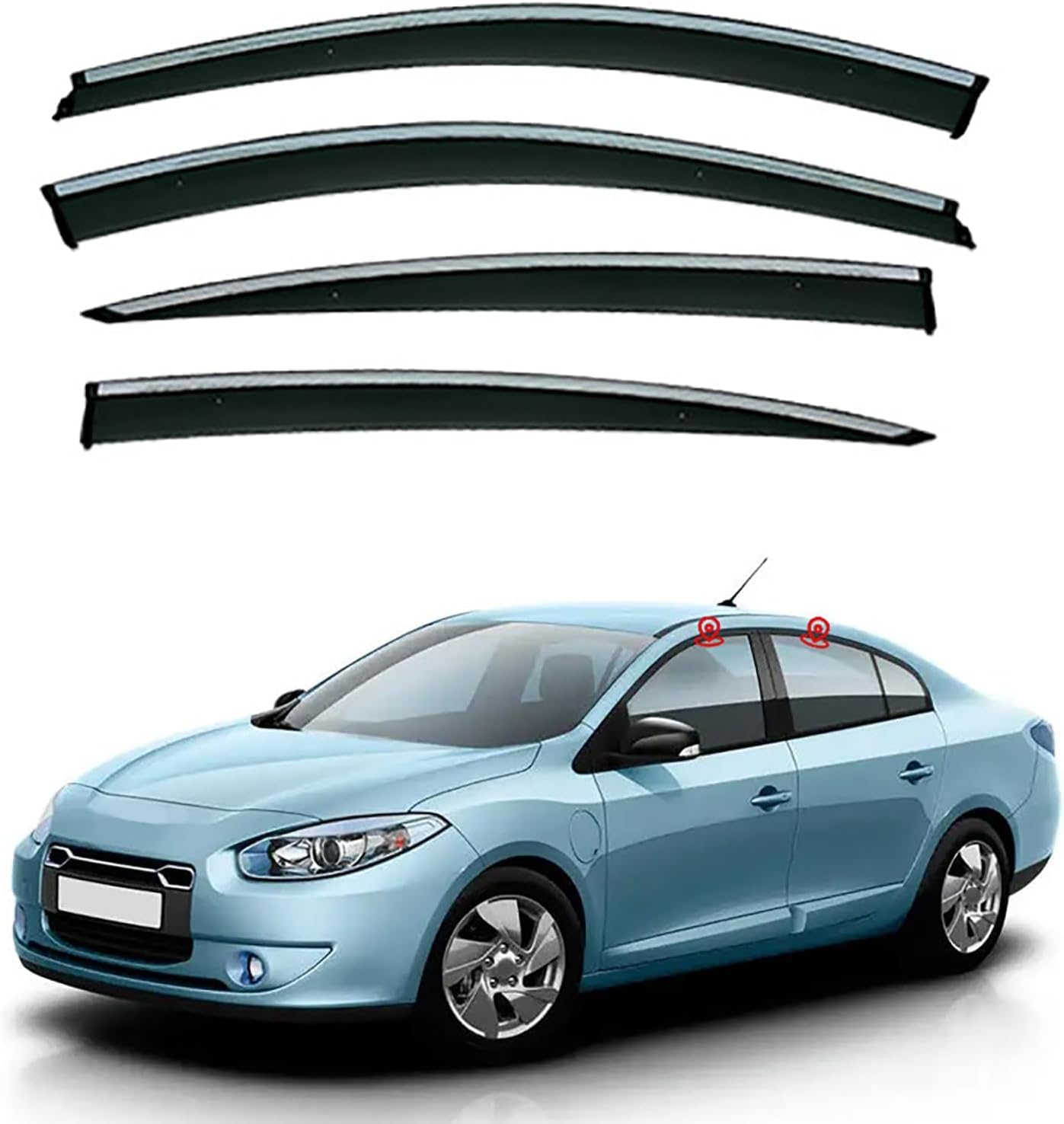 PANXUC Car Wind Deflectors for Renault Fluence ZE MK1 2009-2020, Side Window Wind Rain Deflector Window Visor Sun Rain Guard Smoke Guards