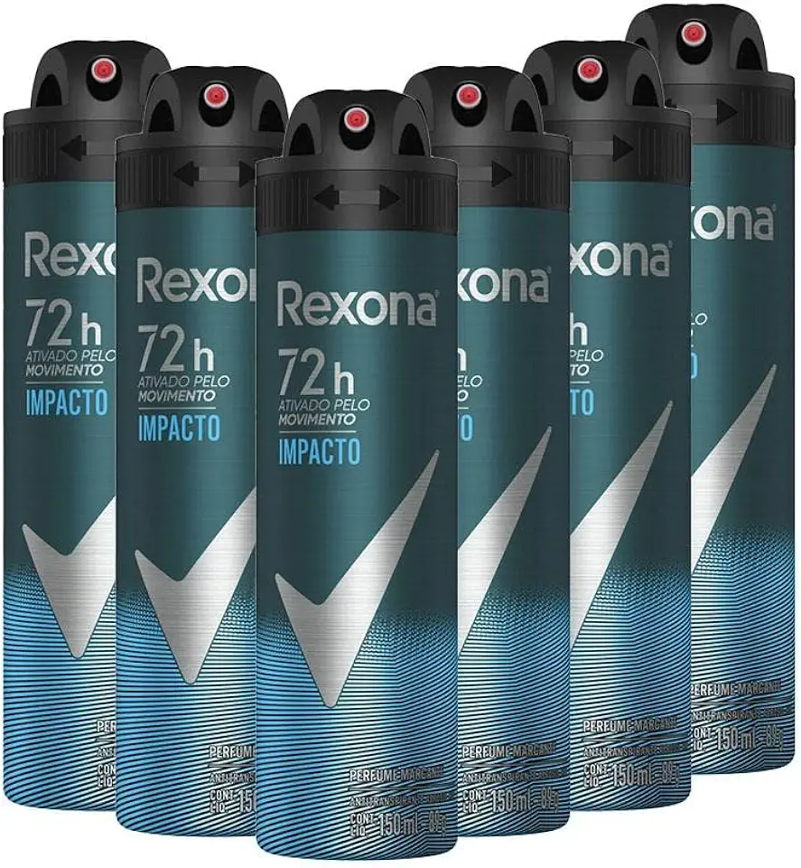 Kit com 6 Desodorante Rexona Motionsense Men Antitranspirante Aerossol Impacto 150ml