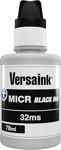 VersaInk -Nano 32 MS MICR Black Ink MICR Cartucho de tinta negra para impresión de cheques - Botella de 2.6 fl oz - Compatible con HP 32 Black