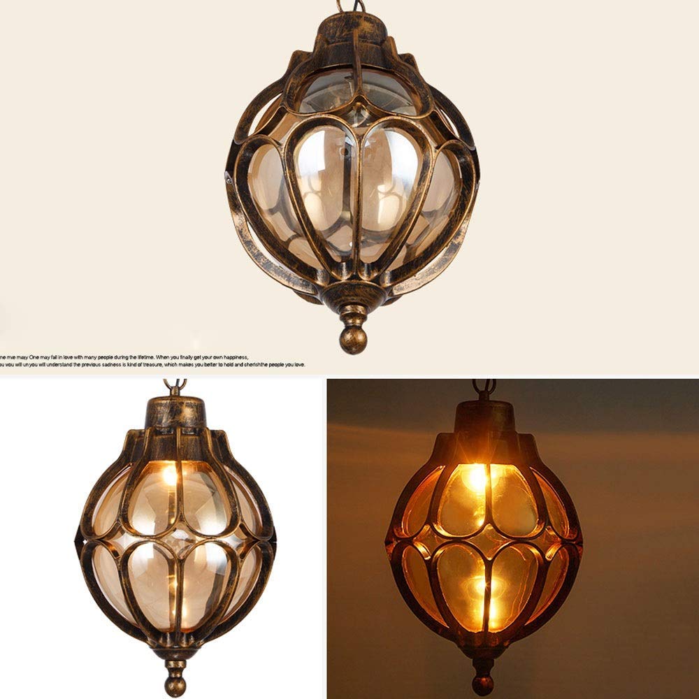 Żyrandol V-intage Aluminiowa szklana kula przeciwdeszczowa Zewnętrzne lampy wiszące Merranean Ball Wodoodporna wisząca sufitowa Continental Villa Pavil Grape Courtyard Chande Light