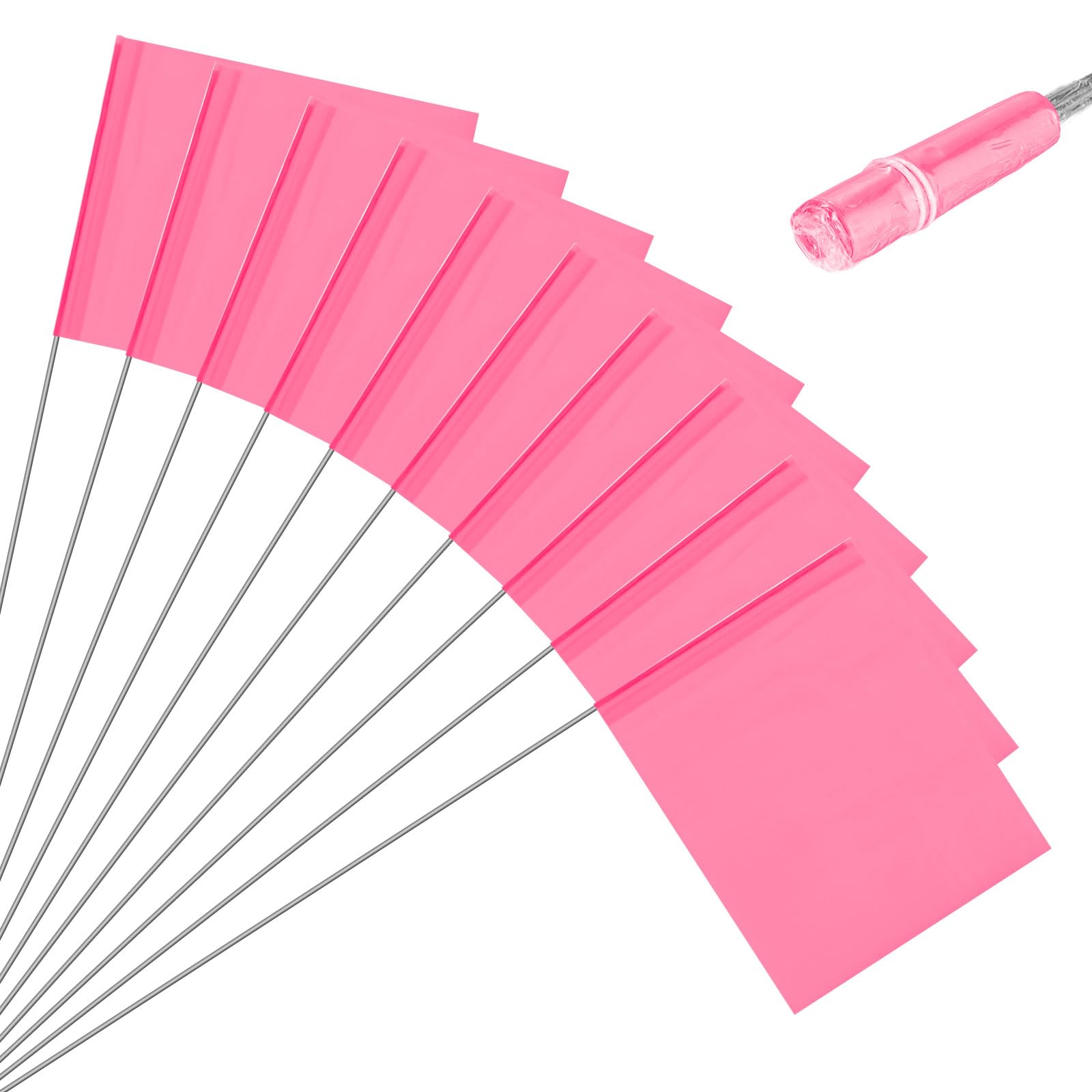 M METERXITY 10-Pack Blank Marking Flags, 15x5.1x4 Inch Waterproof Yard Flags Marking for Lawn/Garden/Irrigation/Landscape/Sprinkler/Survey/Dog Training/DIY [Pink]