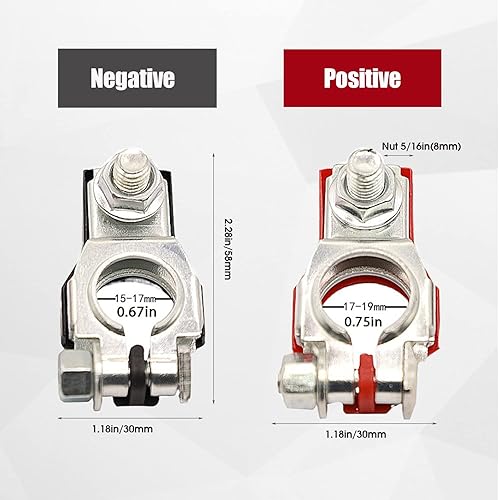 Miniatura 2 de Conector de terminal de batería, universal para coche, furgonetas, SUV, camiones, 243407F000 243407F001 (1 par)