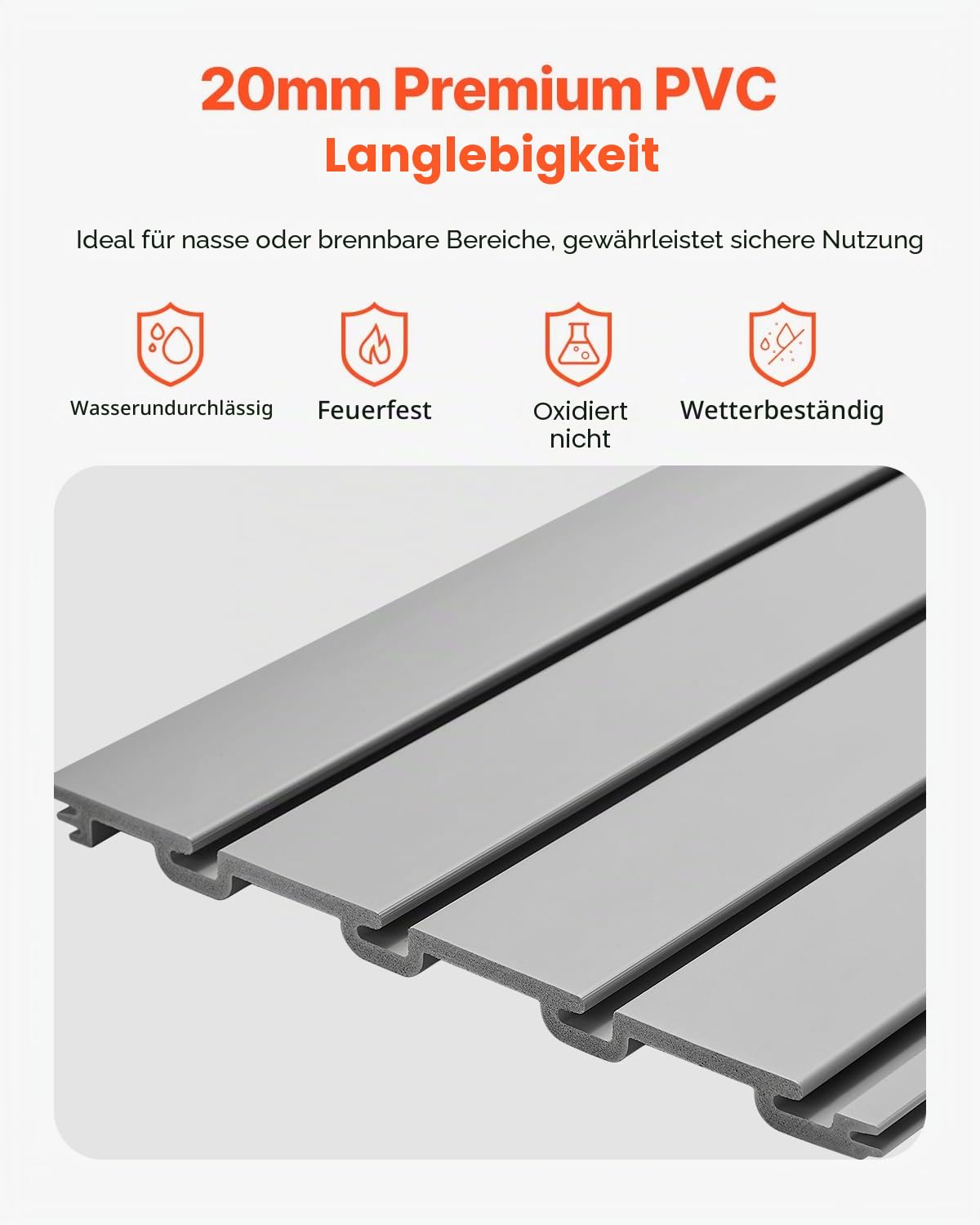 VEVOR Werkzeugwand 1230x1235x20mm, PVC-Garagen-Lamellenwand, Grauer Wand-Organizer 136 kg pro Platte, Lamellenwandpaneel mit Kupplungsstruktur & DIY-Zuschnitt, geeignet für Lagerung & Präsentation