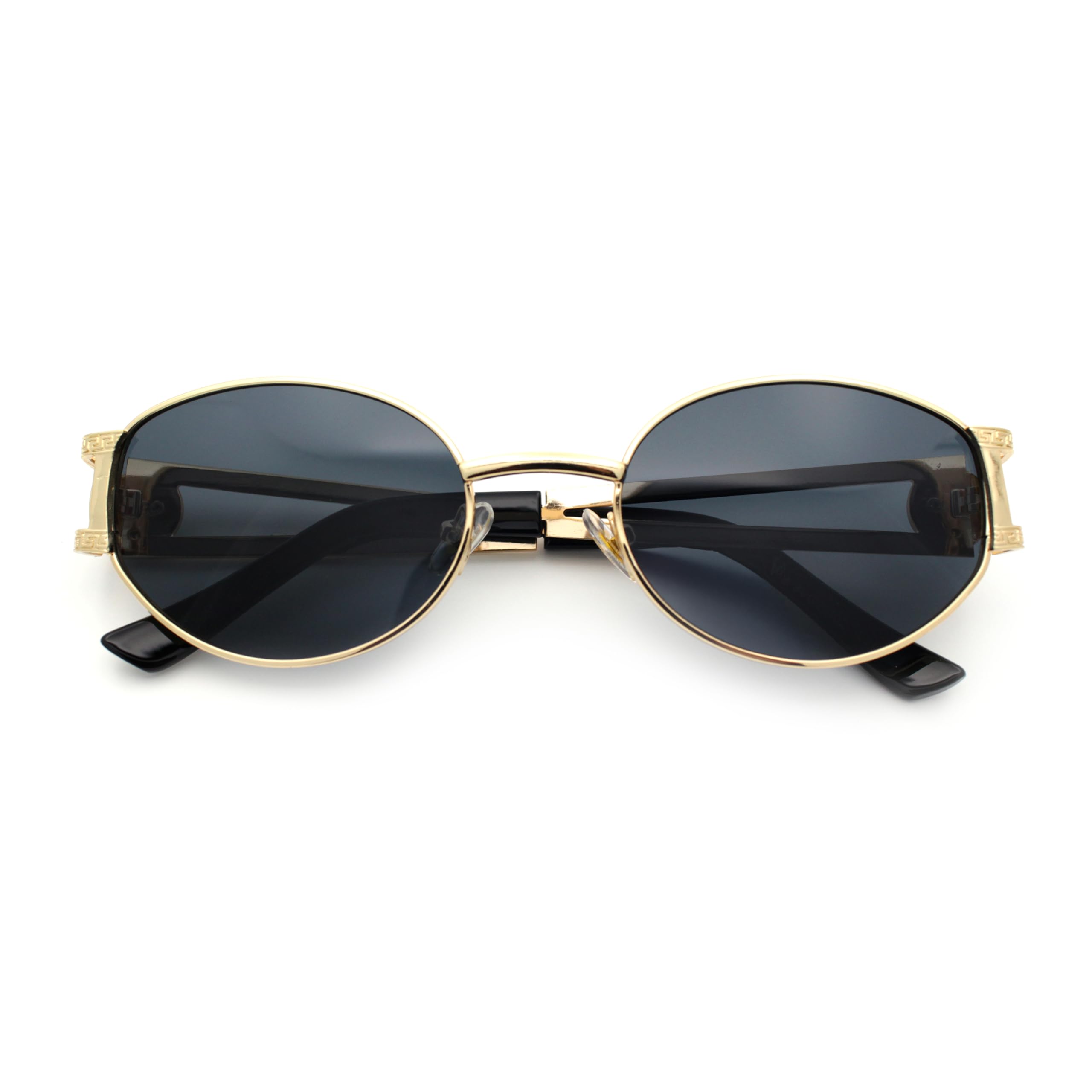 SA106 Jaguar Head Button Jewel Hinge Metal Rim Oval Fashion Hustler Sunglasses