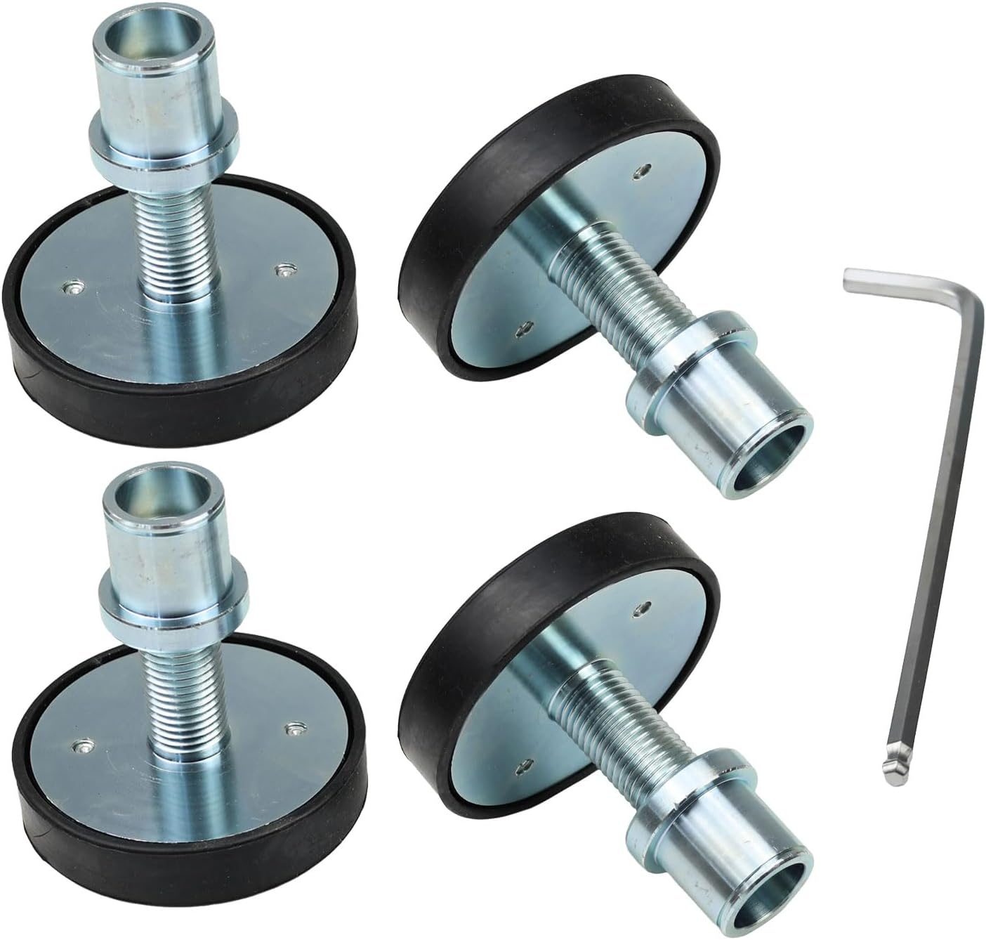 4Pcs 38mm Screw Up Car Lift Adapter with Rubber Lift Pads-Adjustable 4-9cm Extension Car Lift Feet Pads,Steel & Rubber Trays for Vehicle Lifting, for Car Lift Bridge Jack Stable Support