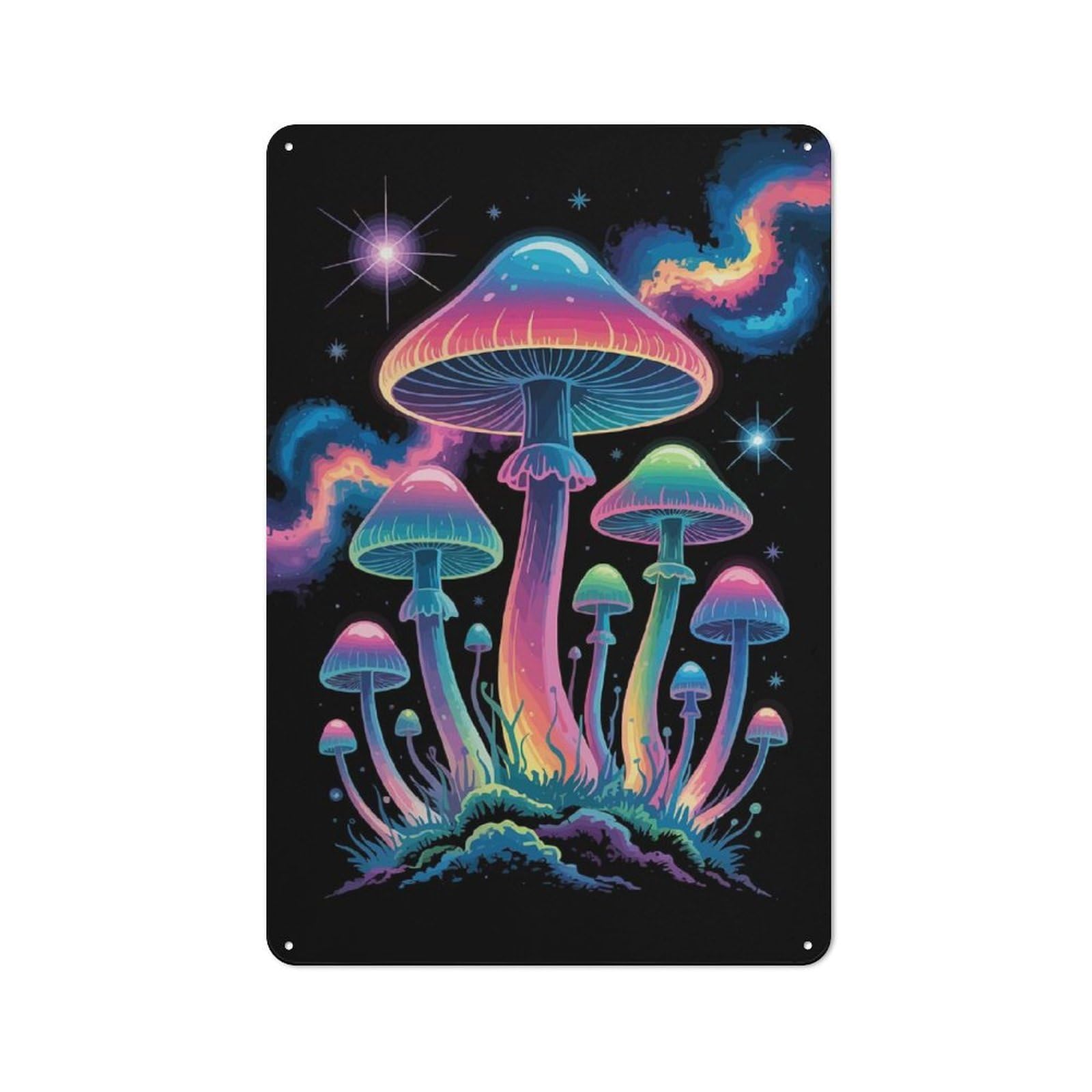 Junmoney Mushroom Garden Metal Sign 30X20cm With For Home Bar Wall, Vintage Decor, Wall Decoration For Home Bars And Entertaining Spaces