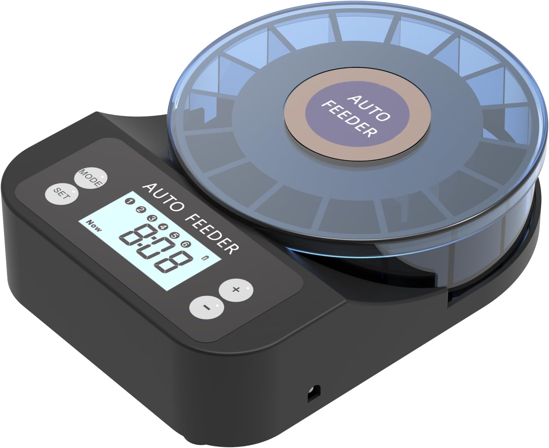 GAMWATER60ml Automatic Aquarium Fish Feeder, Automatic Food Dispenser with Timer, Rechargeable Feeder with Timer, USB Cable, LCD Display