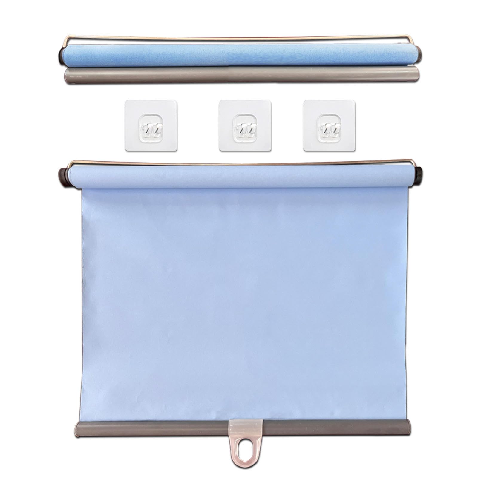 Tende a Rullo Termoisolanti Senza Forare,Tende Oscuranti,Tende Avvolgibili Retrattili Automatiche,Tende Temporanee per Porte E Finestre,con Gancio Trasparente,Blue-80x200cm(31.5x78.7in)