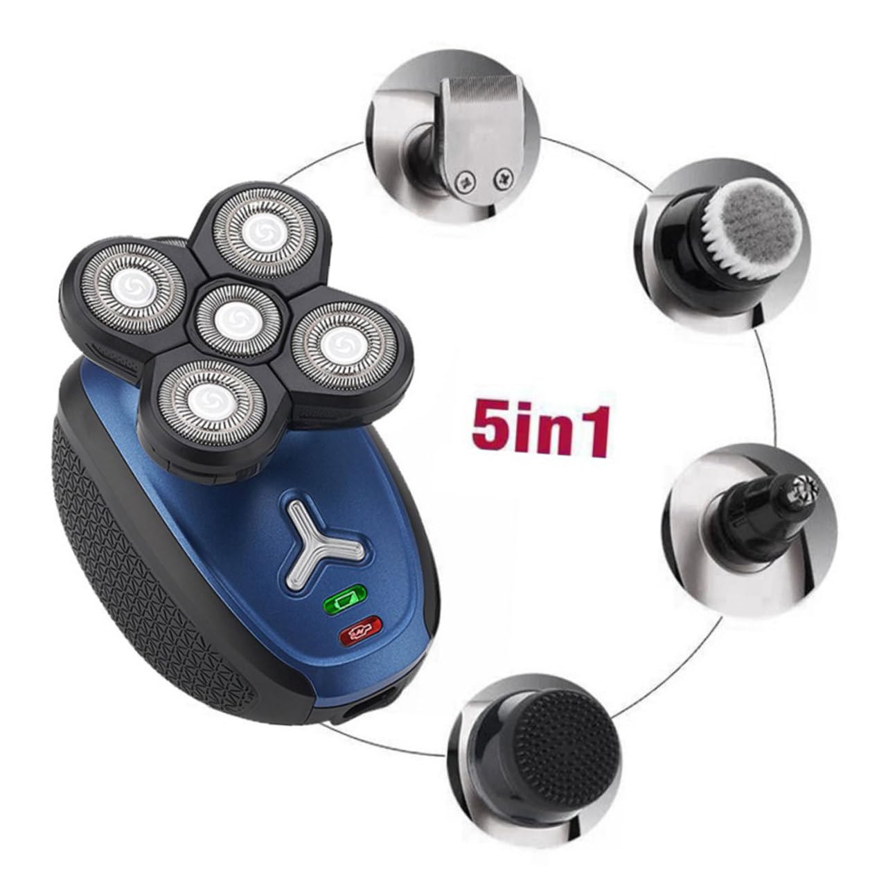 VALICLUD 1 Set Rechargeable Electric Razor Blade Shave Head Machine for Gentle Hair Cutting and Shaping for Bald Heads and Safe Washing Black Blue