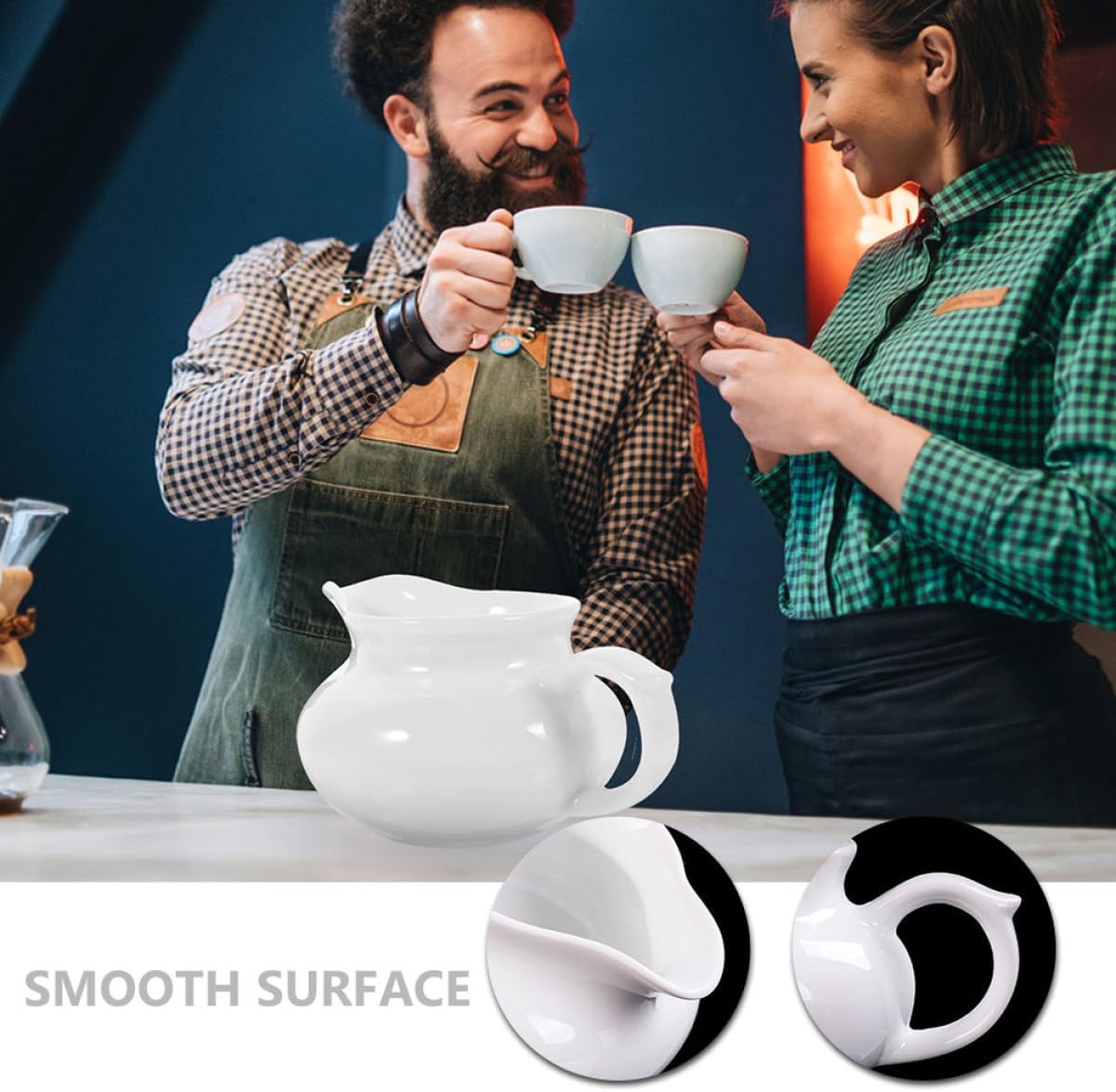 2pcs White Ceramic Sauce Dispenser with Handle, Portable Gravy Boat and Milk Pitcher Set for Kitchen and Dining