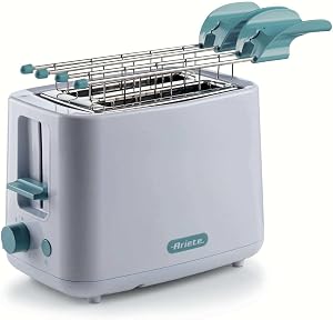 Ariete 157 Breakfast Toaster, 760W, Capacity 2 Slices, Stainless Steel Tongs, 7 Levels of Gilding, Stop Button, Cold Touc…