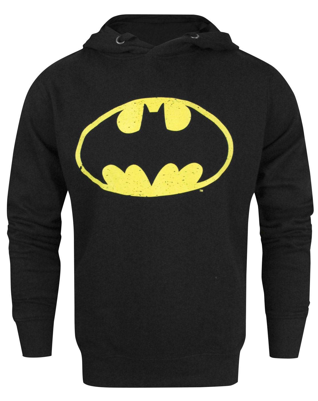 Dc Comics Men's Black Batman Speckle Distressed Logo Hoodie
