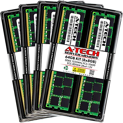 A-Tech 64GB Lbg (8x8GB) RAM Apple Mac Pro 2009NA2010NA2012N(8RAA12RA)p | DDR3 1333MHz PC3-10600R ECC RDIMM 2Rx4 1.5V 240s