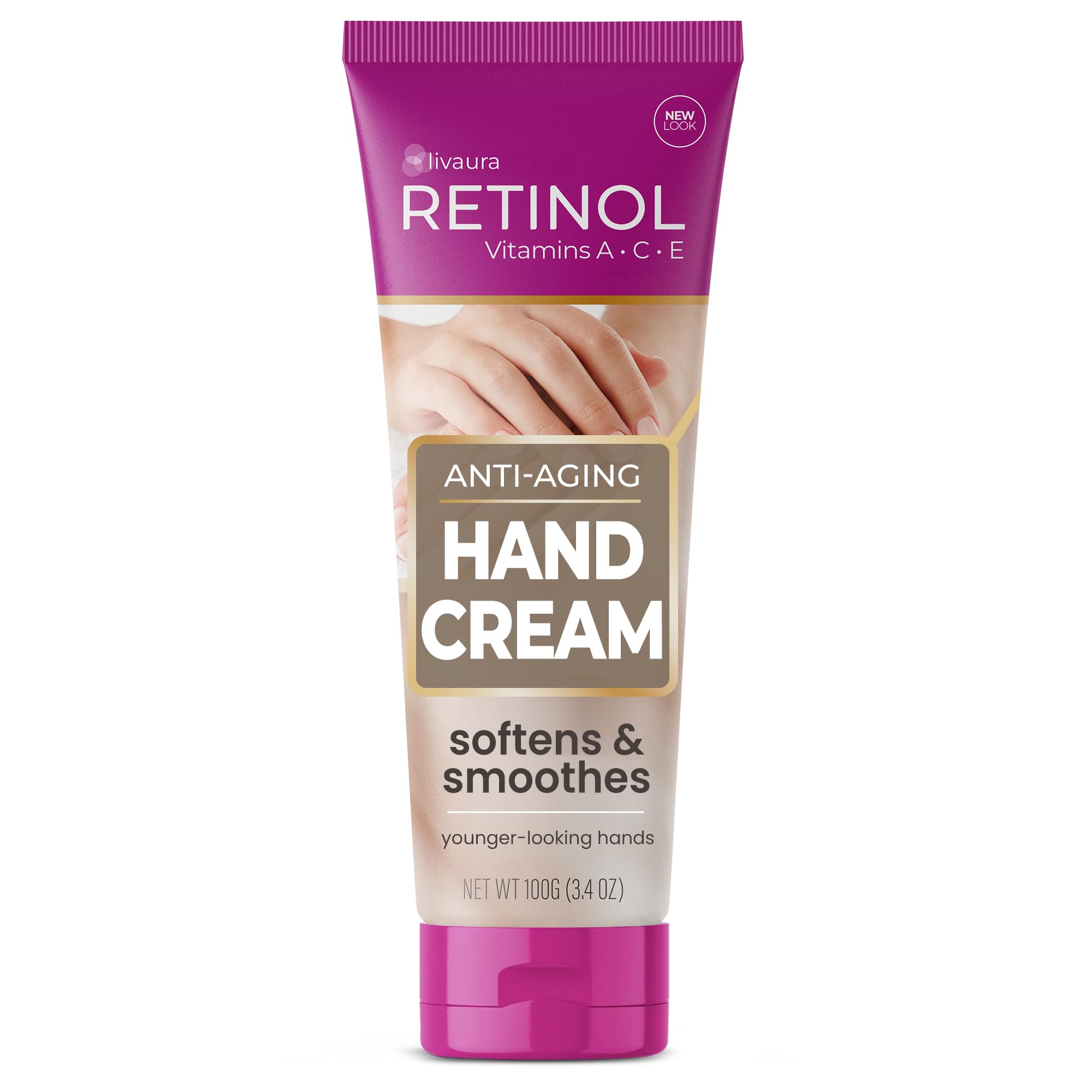 Retinol Crème Mains Anti-​Âge – Marque originale au rétinol pour des mains plus jeunes – Riche, veloutée nourrit & protège peau, ongles & cuticules – Vitamine A minimise le vieillissement
