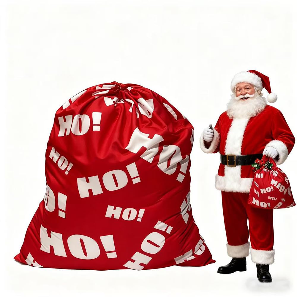 Home-X Bolsa de Papá Noel con diseño impreso HO HO HO