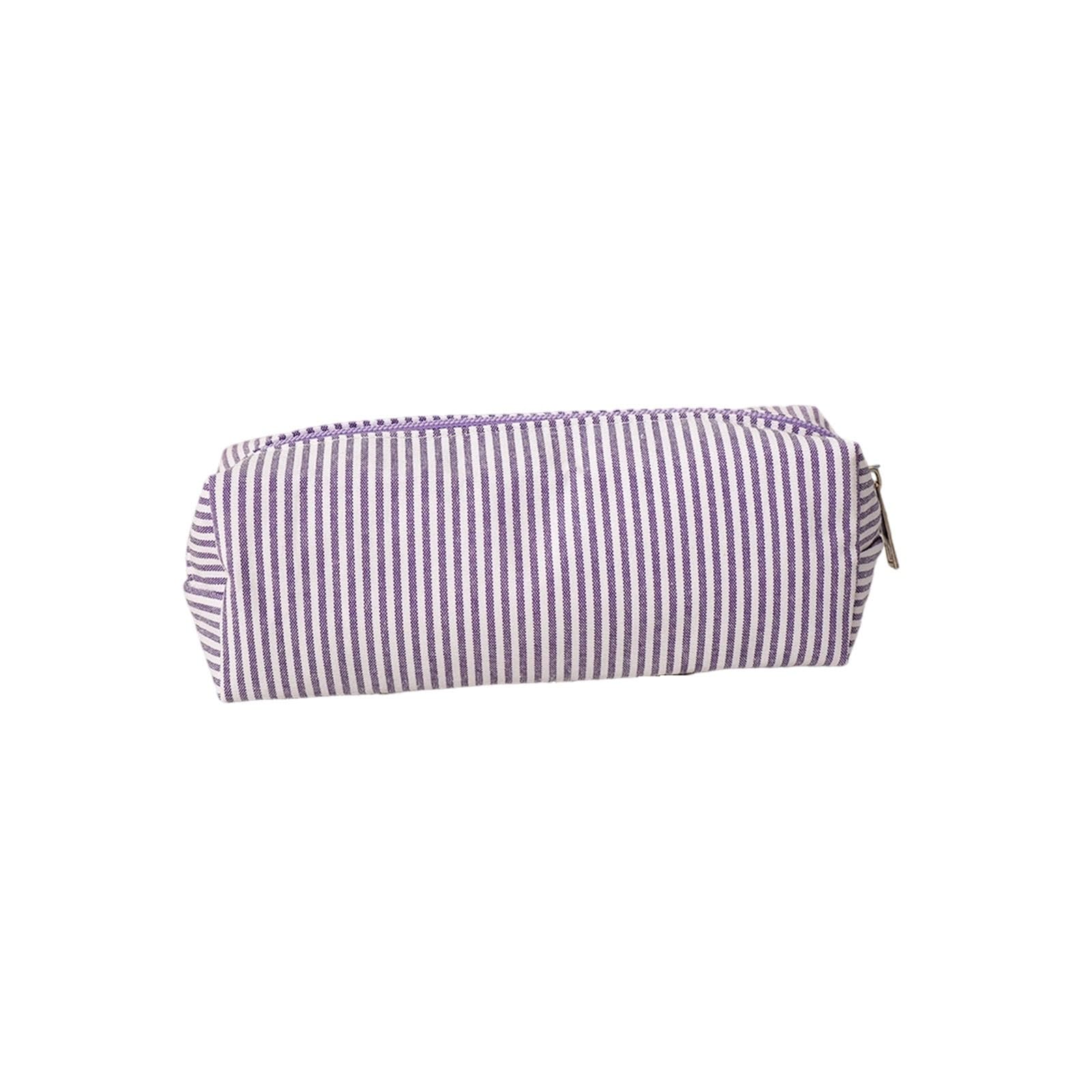 Classic Striped Canvas Pencil Pouch Large Capacity Stationery Organiser