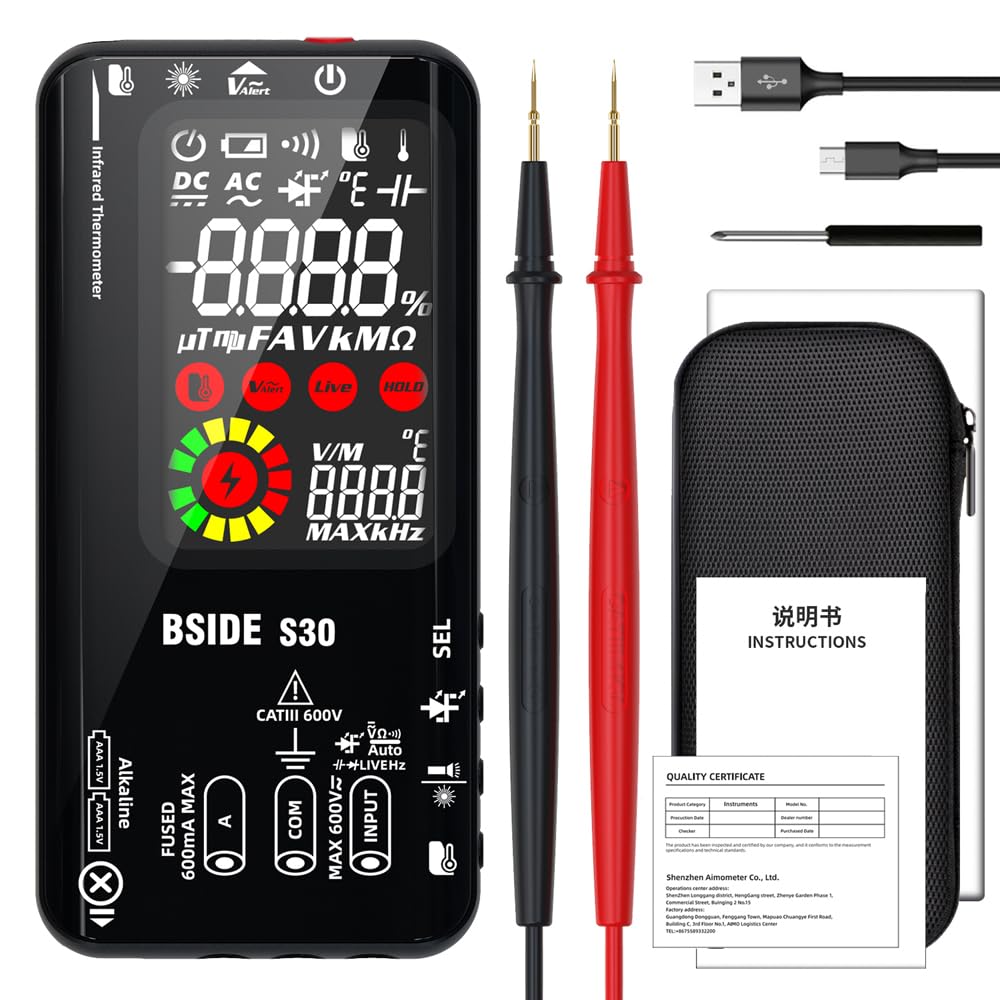 Multimètre numérique True RMS HUIOP et stylo de test pour analyse de circuit électrique