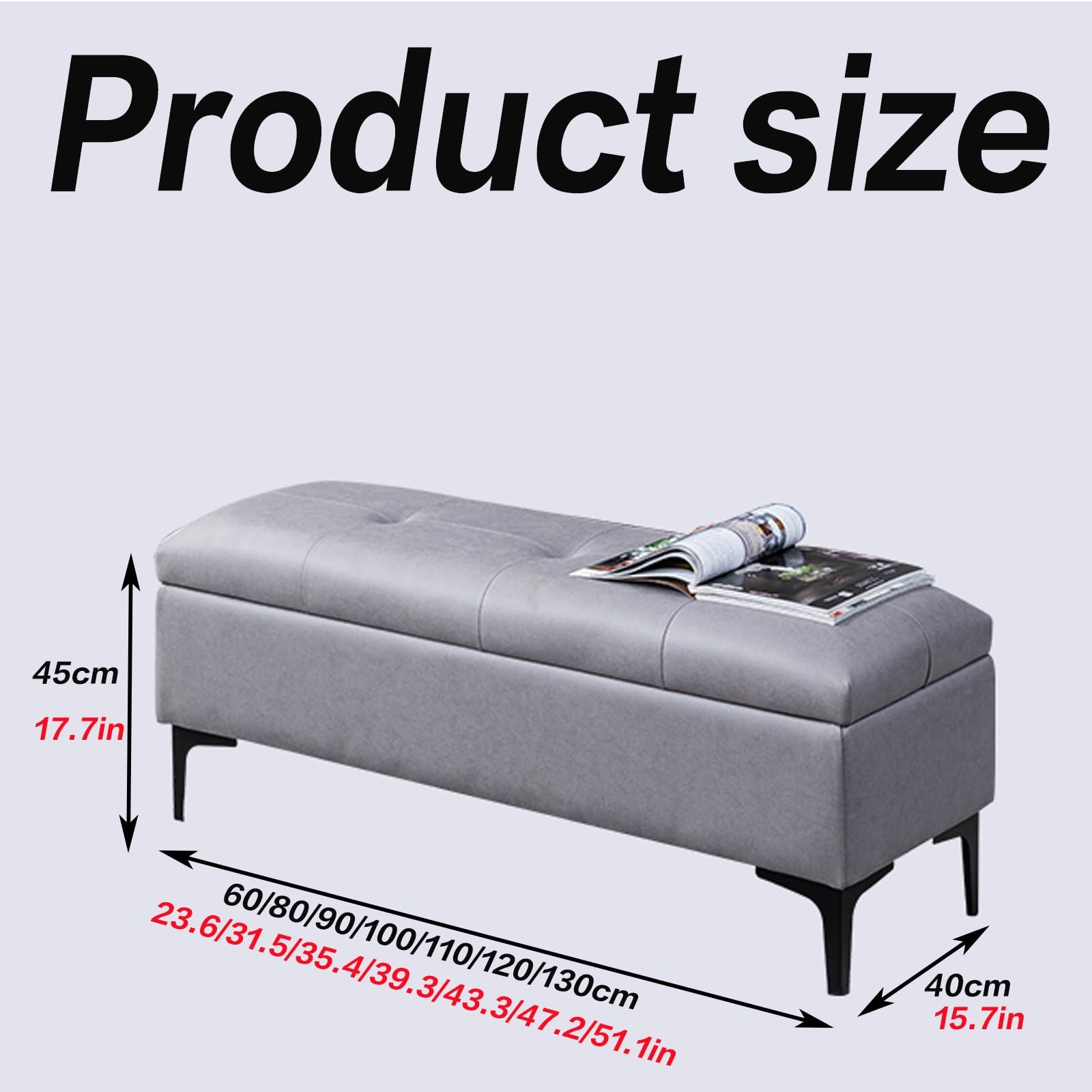 Modern Ele Sitzbank aus Kunstleder, versteckter Sitzhocker für Wohnzimmer und Schlafzimmer, vielseitiger Nachtsitz, 60 x 40 cm, platzsparendes Design, Weiß