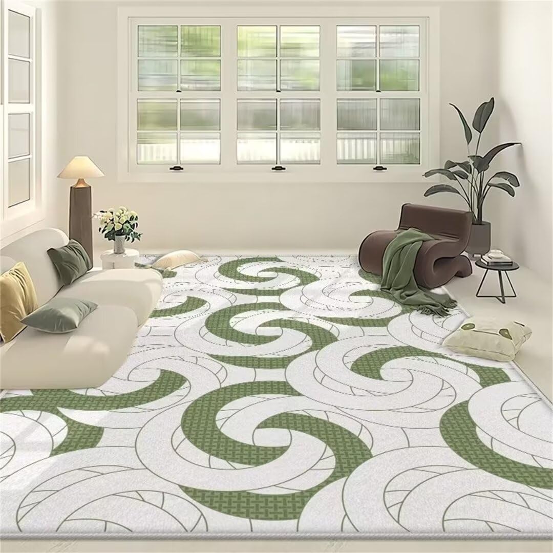 Absorption acoustique optimale avec ce tapis de chambre moderne vert
