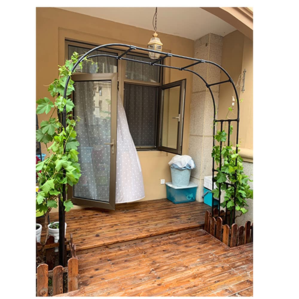 Robusto arco per rose in metallo, 240 cm, traliccio di supporto per arrampicata per giardino esterno, resistente alle intemperie, disponibile in 120/160/210 cm, Ele Black h