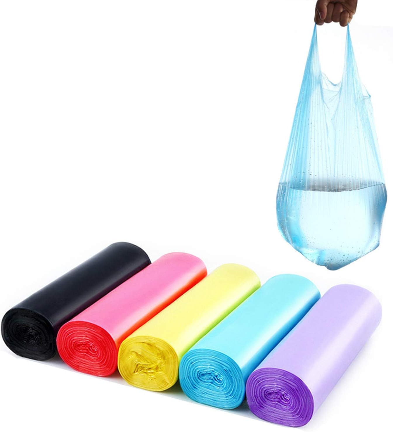 Trash Bags,4 Gallon Handle Tie Small Garbage Bags For Office, Kitchen,Bedroom Waste Bin,Colorful Portable Strong Rubbish Bags,wastebasket bag,100 Counts