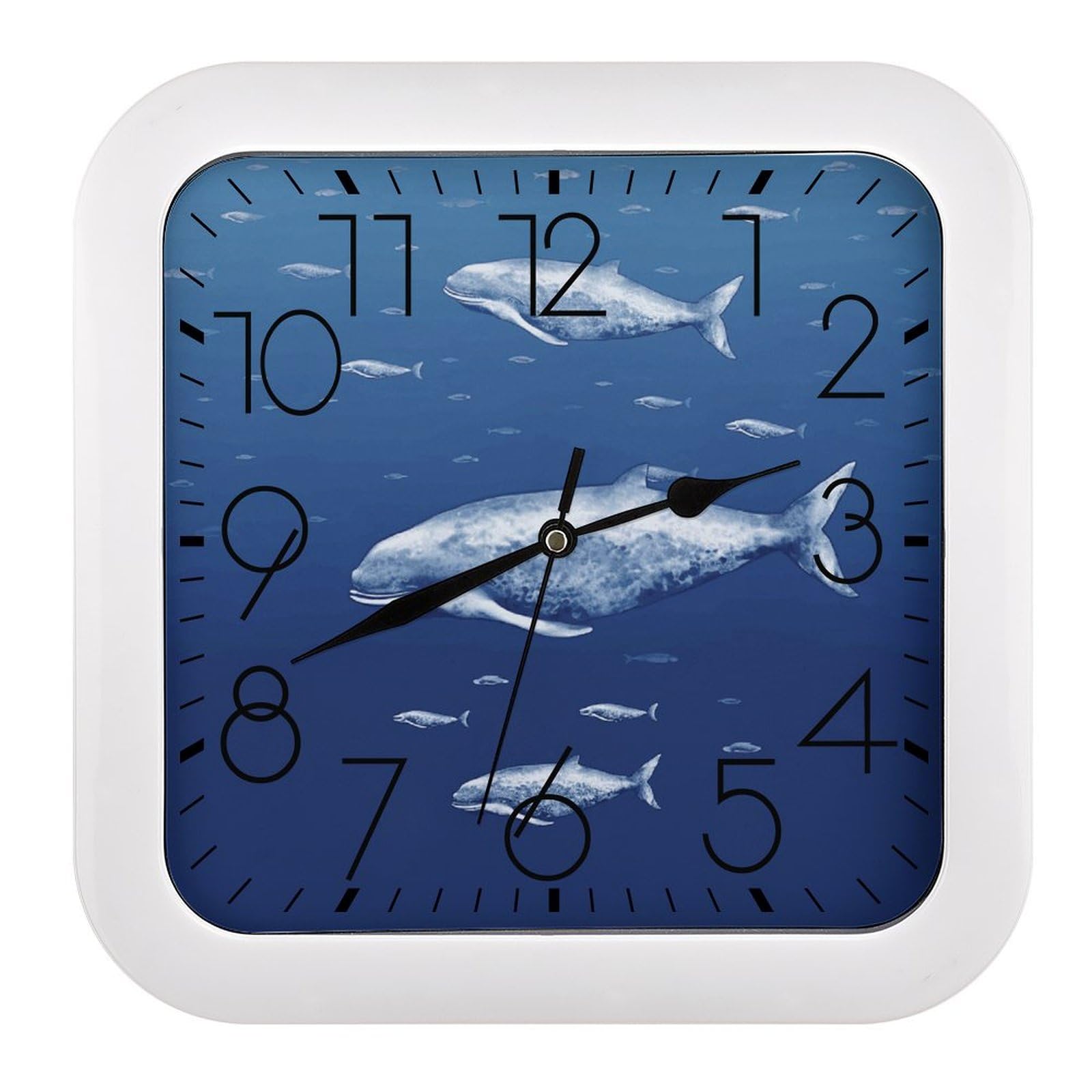 Horloge silencieuse sans tic-tac motif baleine bleue pour un sommeil serein