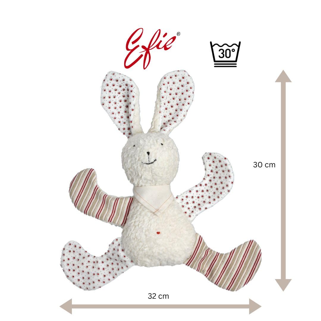 Efie - Organic Doudou Enfant | Peluche Lapin | Doudou Coton Bio | fabriqué en Allemagne, (Organic-Bio) | GOTS certifiée| Compagnon de Nuit, de Jour et de Sieste