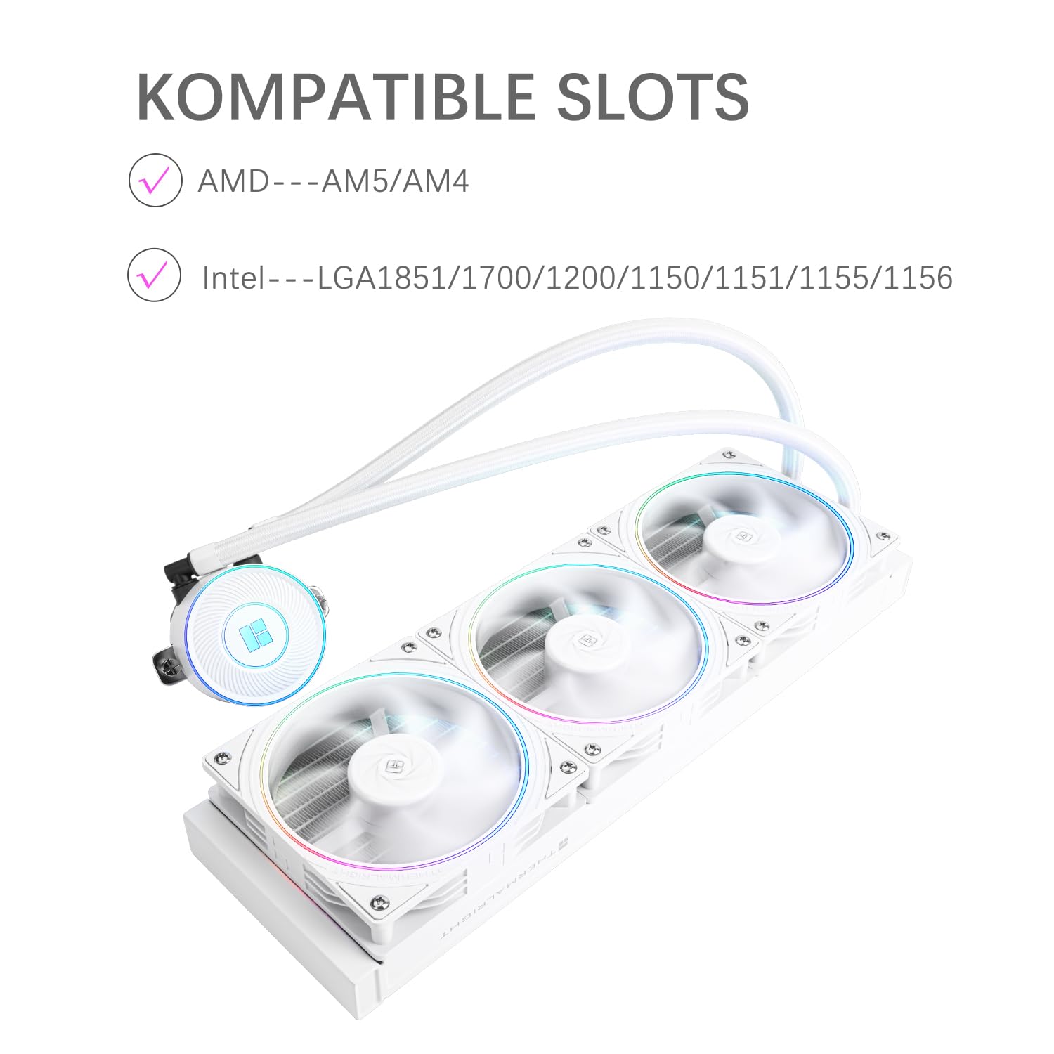 TR-Thermalright AQUA ELITE 360 V5 ARGB White, chłodzenie cieczą CPU, 360 mm AIO, 3 wentylatory PWM ARGB 2000 RPM, dla AM4/AM5, Intel LGA1851/1700/115x/1200 (białe)