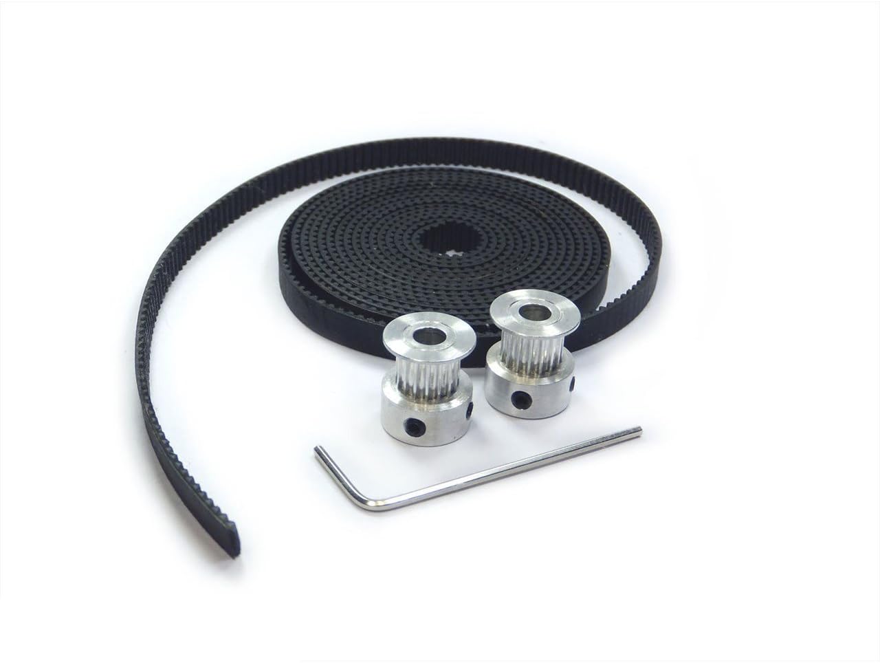 RepRap 2 × GT2 Timing Pulleys & 2m GT2 Timing Belt + Grub screws + Wrench Set for Prusa Mendel 3D Printer CNC (s5)