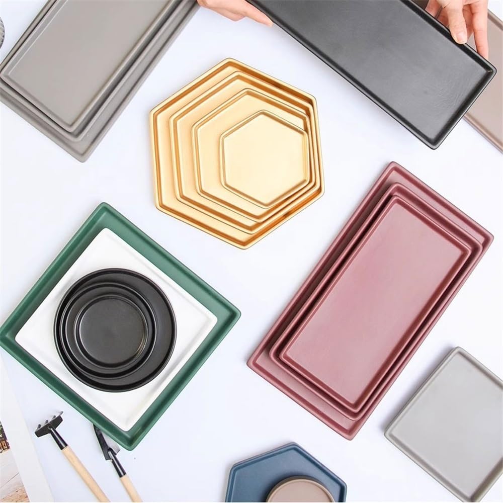 Versatile Vassoio raccogligocce for fioriera, sottovaso Quadrato in Ceramica(Gold,XL)